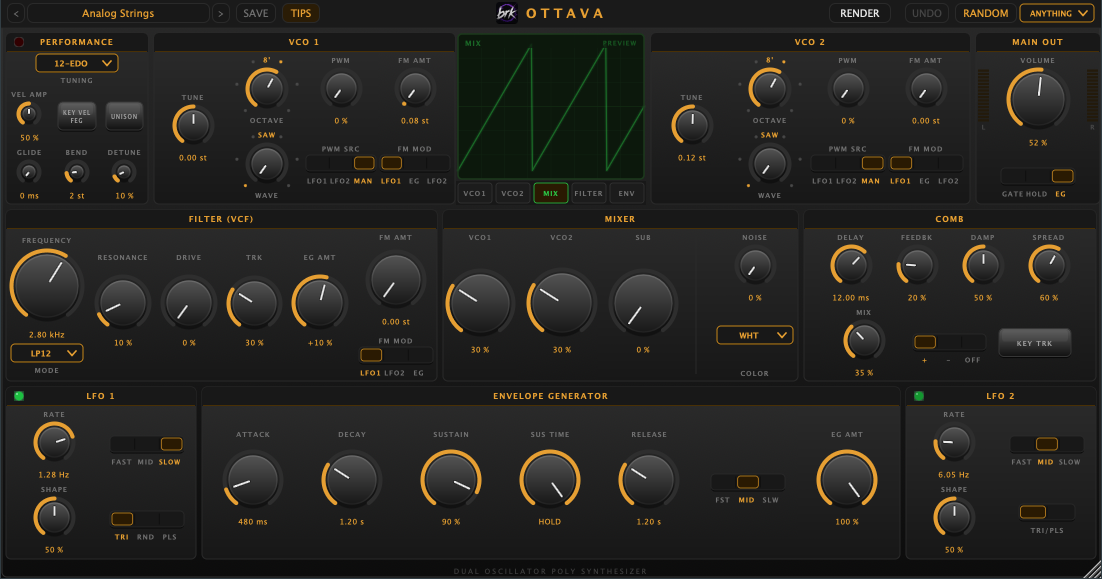 Ottava polyphonic synthesizer interface